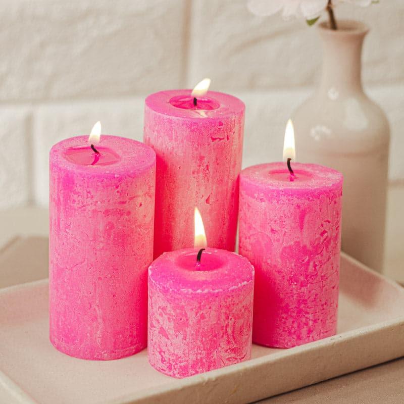 Buy Zora Rose Scented Pillar Candle - Set Of Four Candles from Vaaree