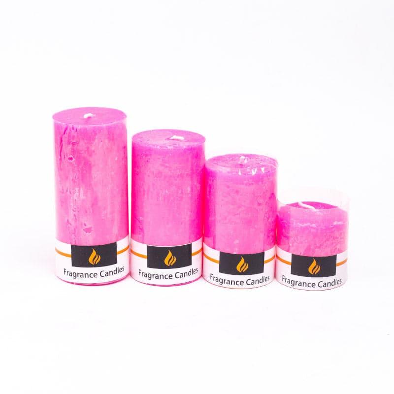 Buy Zora Rose Scented Pillar Candle - Set Of Four Candles from Vaaree