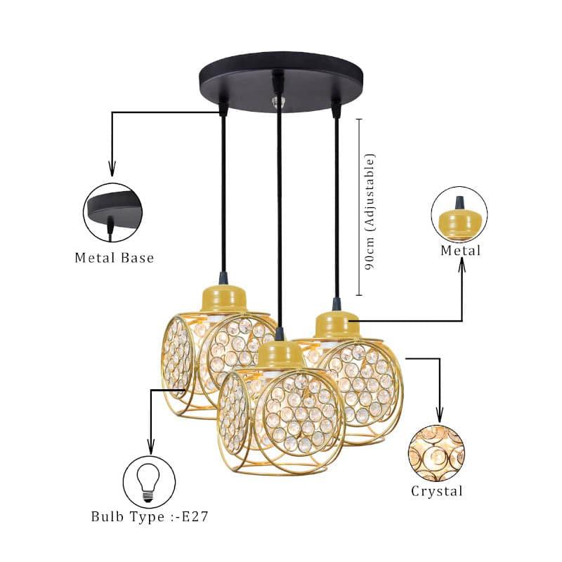 Buy Capri Cluster Pendant Lamp - Gold Ceiling Lamp from Vaaree