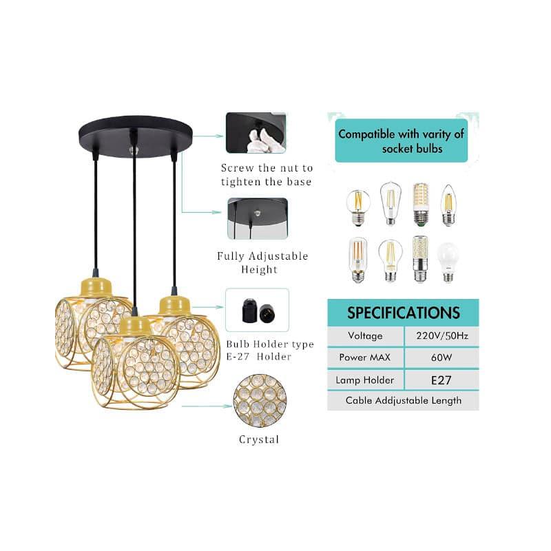 Buy Capri Cluster Pendant Lamp - Gold Ceiling Lamp from Vaaree