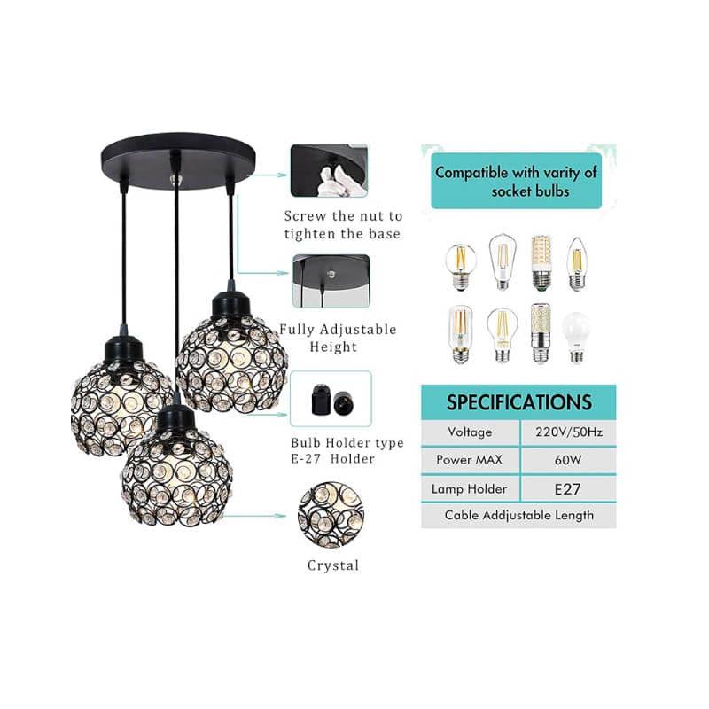 Ceiling Lamp - Lousie Cluster Pendant Lamp - Black