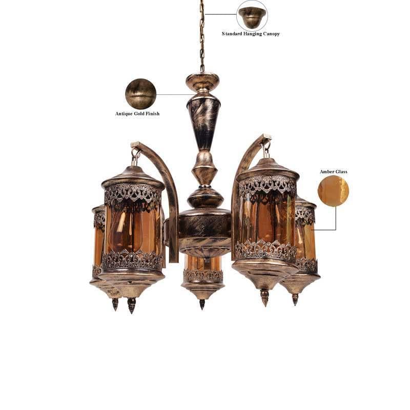 Buy Ornate Farola Chandelier - Five Lights Ceiling Lamp from Vaaree