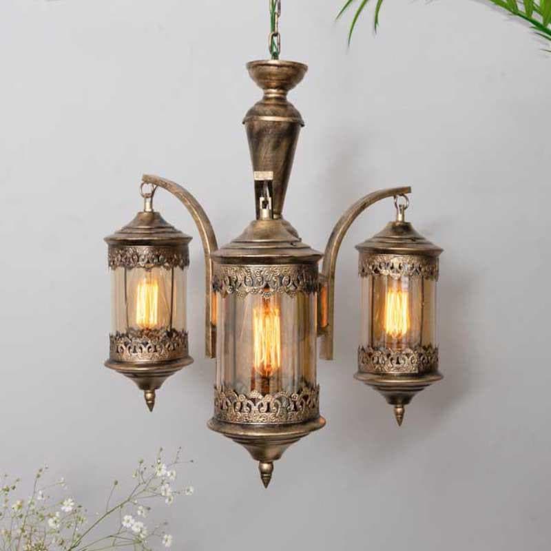 Buy Ornate Farola Chandelier - Three Lights Ceiling Lamp from Vaaree