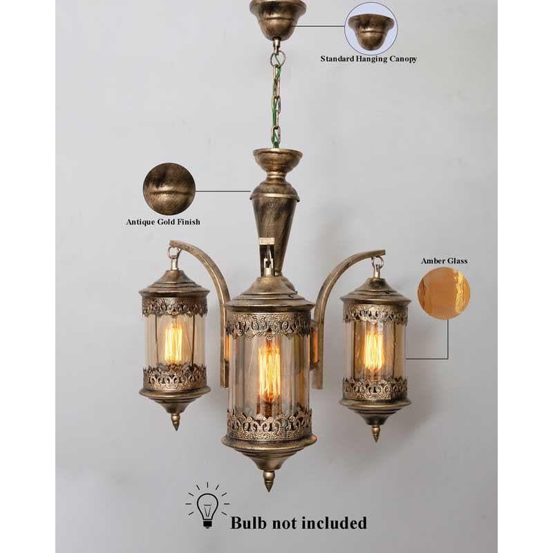 Buy Ornate Farola Chandelier - Three Lights Ceiling Lamp from Vaaree