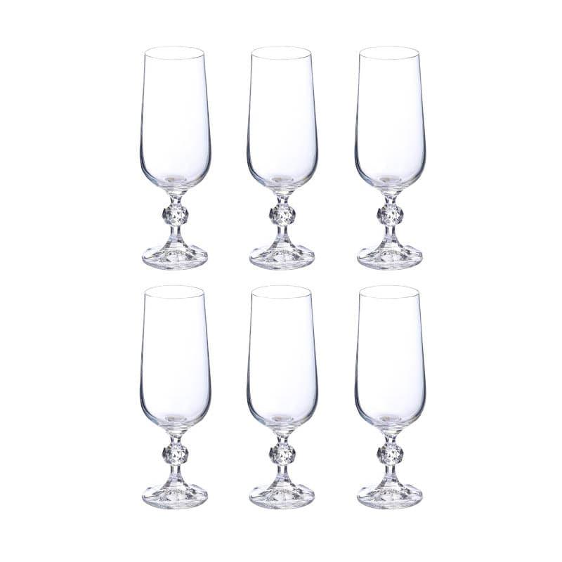 Buy Champagne Glass - Stella Crystal Champagne Flute (180 ML) - Set Of Six at Vaaree online