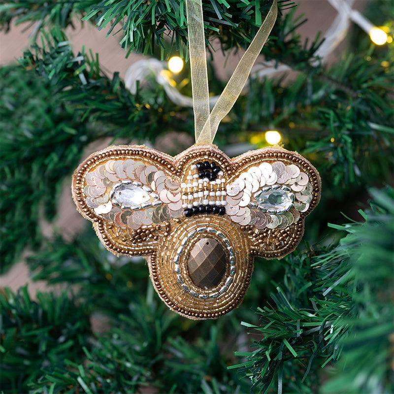 Buy Golden Bee Christmas Ornament - Set Of Four Christmas Ornaments from Vaaree