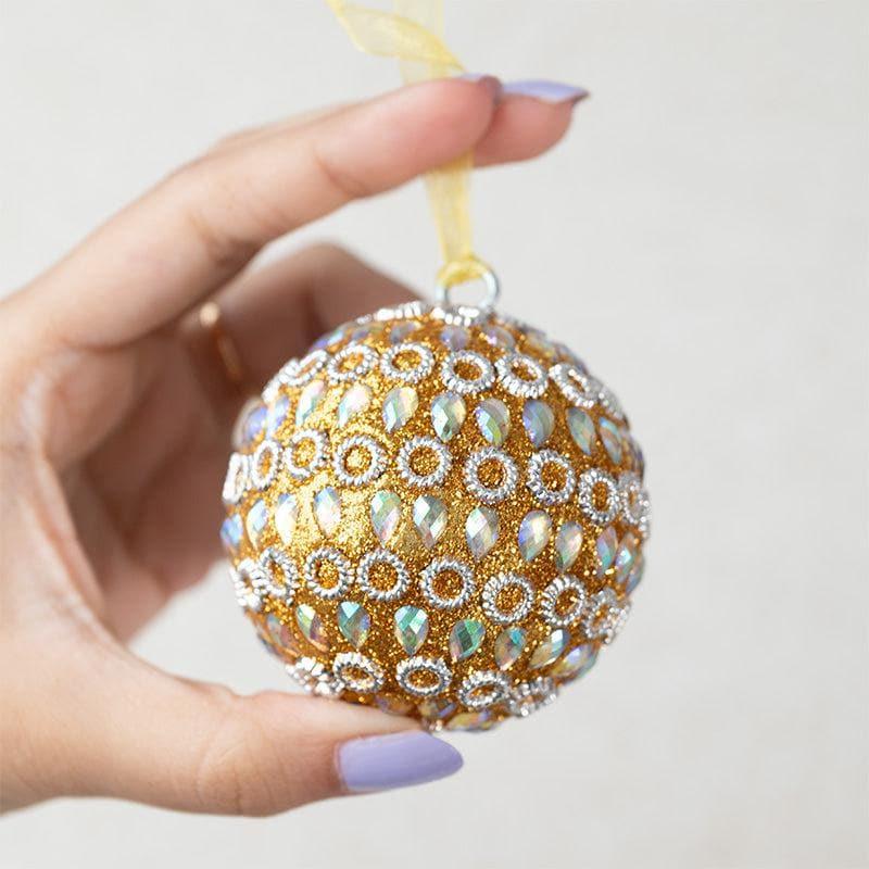 Buy Golden Charm Christmas Baubles - Set Of Six Christmas Ornaments from Vaaree