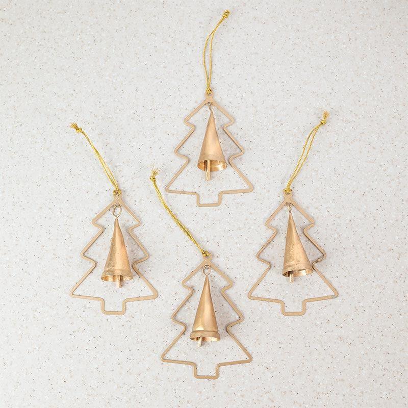 Buy Golden Christmas Tree Ornament With Bells - Set Of Four Christmas Ornaments from Vaaree