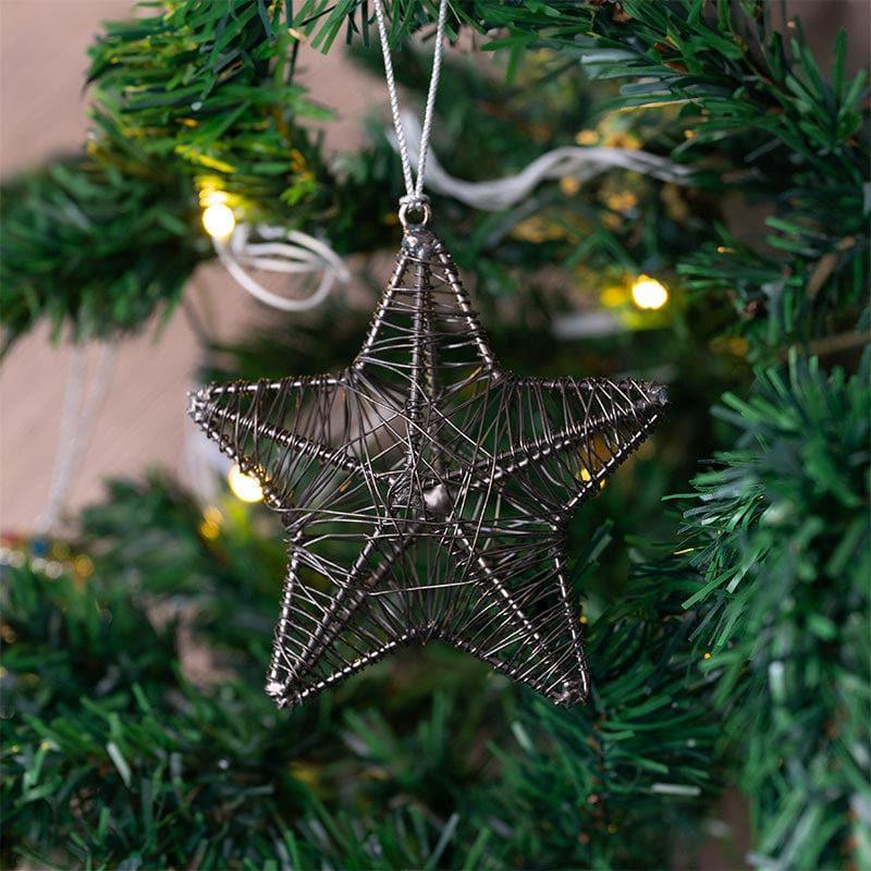 Buy Grey Metal Christmas Star - Set Of Six Christmas Ornaments from Vaaree