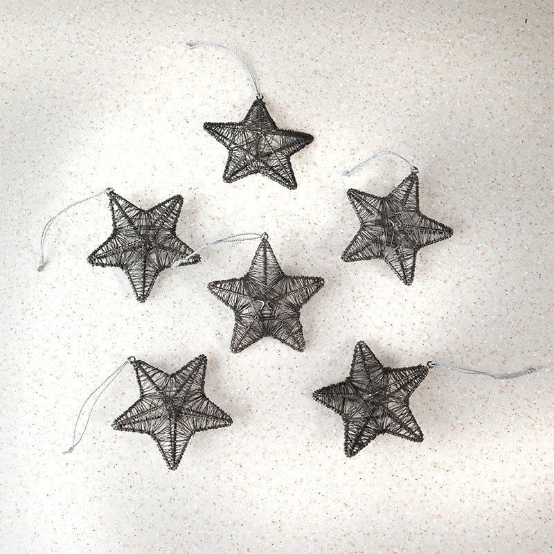 Buy Grey Metal Christmas Star - Set Of Six Christmas Ornaments from Vaaree