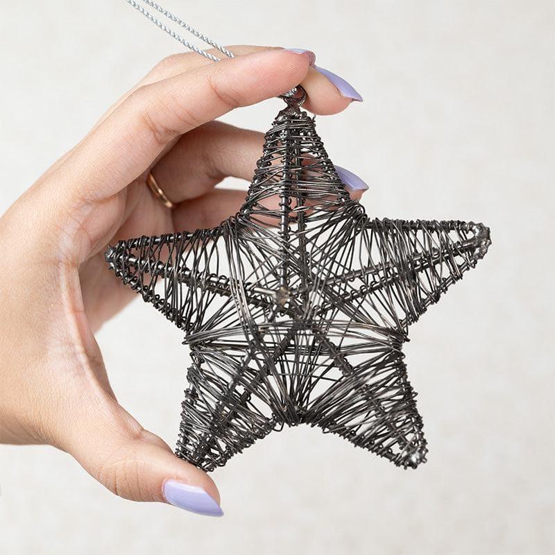 Buy Grey Metal Christmas Star - Set Of Six Christmas Ornaments from Vaaree