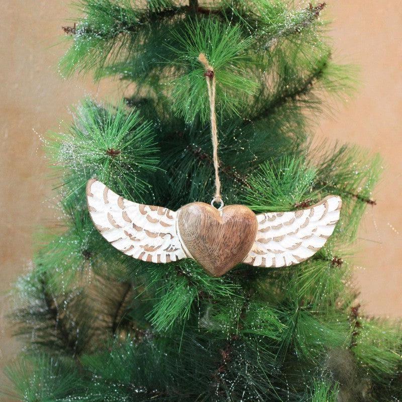 Buy Heart Wooden Christmas Ornaments - Set Of Three Christmas Ornaments from Vaaree