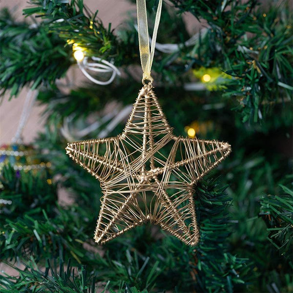 Buy Merry Metal Christmas Stars (Gold) - Set Of Six Christmas Ornaments from Vaaree