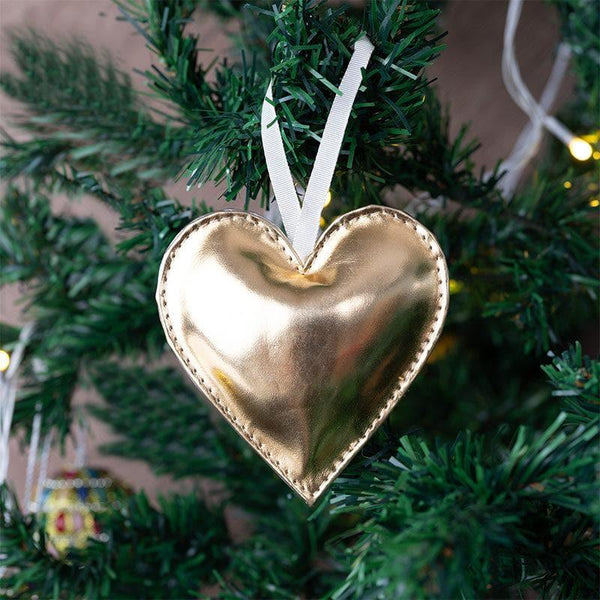 Buy Rexine Golden Heart - Set Of Four Christmas Ornaments from Vaaree