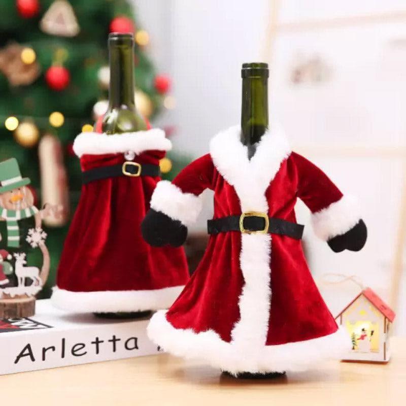 Buy Santa Dance Wine Bottle Cover - Set Of Two Christmas Ornaments from Vaaree