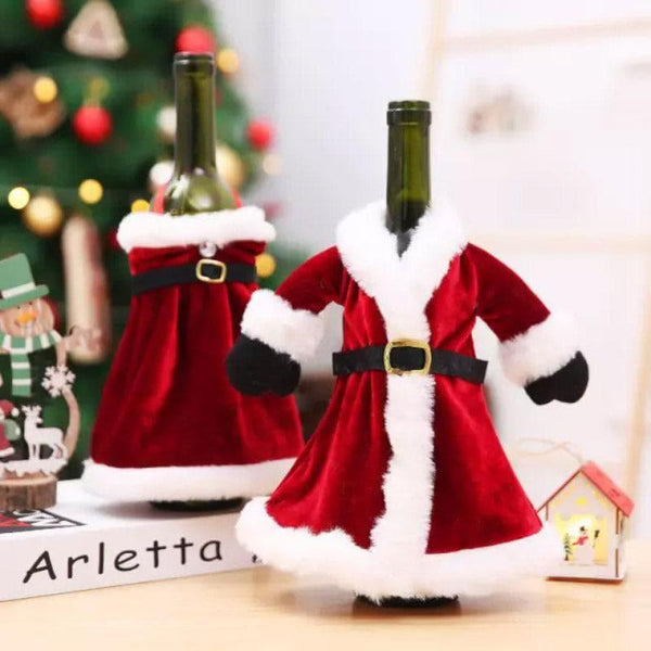 Buy Santa Dance Wine Bottle Cover - Set Of Two Christmas Ornaments from Vaaree