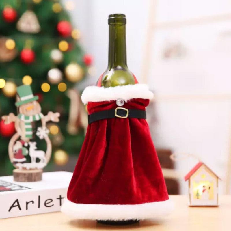 Buy Santa Dance Wine Bottle Cover - Set Of Two Christmas Ornaments from Vaaree