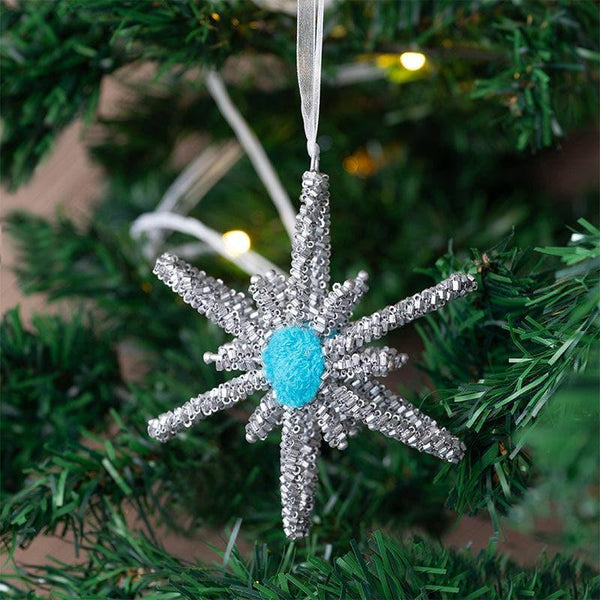 Buy Snowstar Christmas Ornament (Blue) - Set Of Three Christmas Ornaments from Vaaree