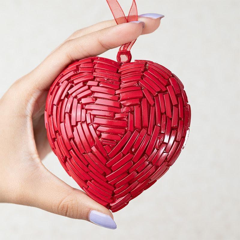 Buy Twinkle Heart Christmas Ornaments (Red) - Set Of Four Christmas Ornaments from Vaaree