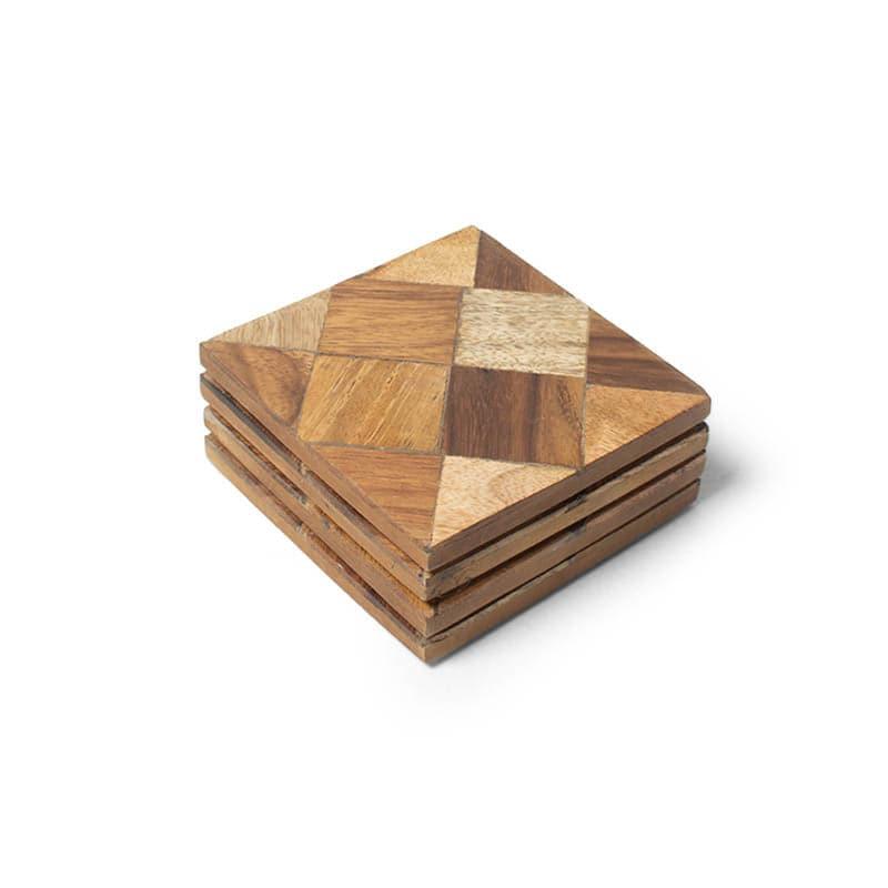 Buy Applique Design Wooden Coaster - Set Of Four Coasters from Vaaree