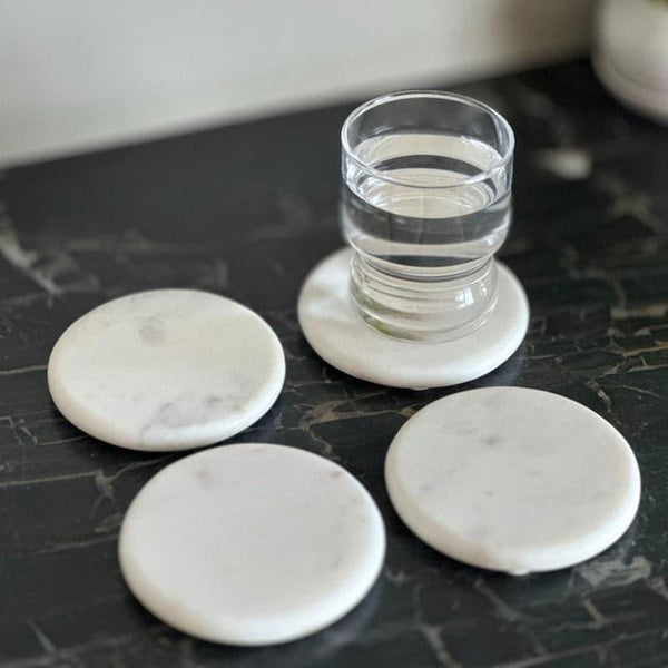 Coaster - Aura Marble Coaster (White) - Set Of Four