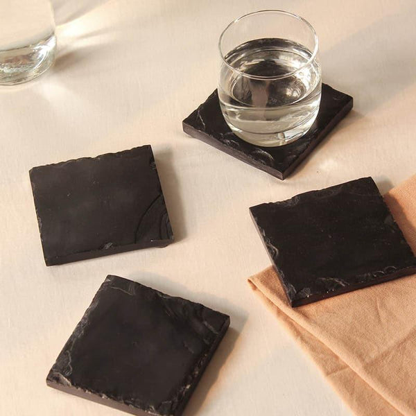 Buy Slatey Coasters (Black) - Set Of Four Coasters from Vaaree