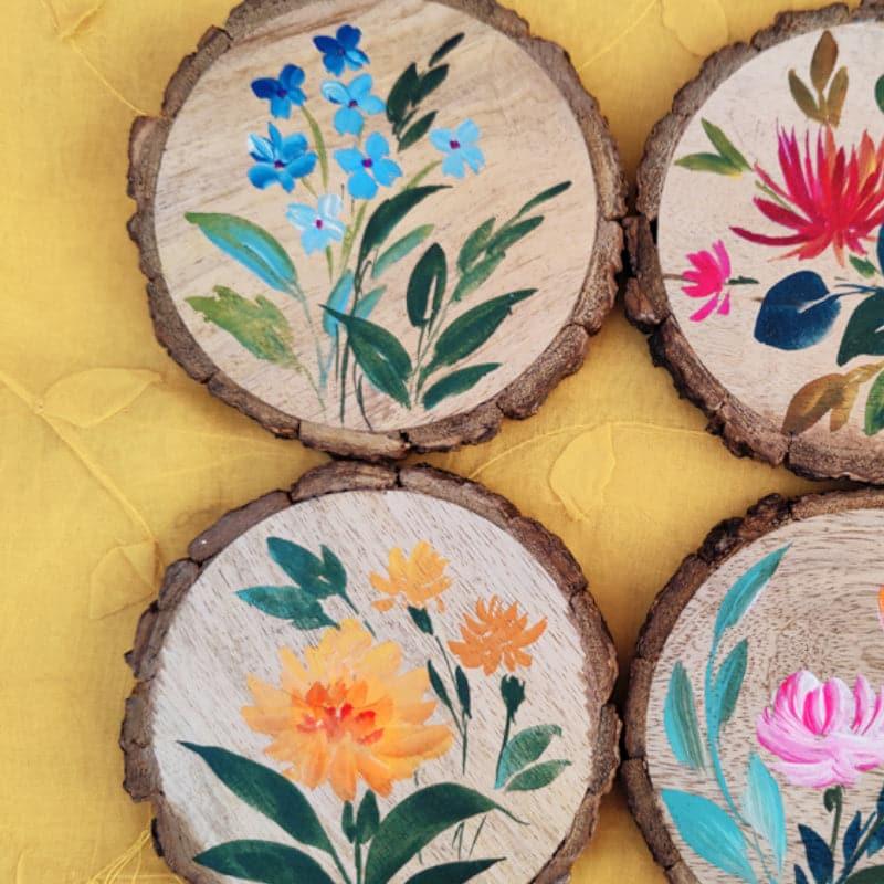 Buy Coaster - Bloomdo Wooden Coaster - Set Of Four at Vaaree online