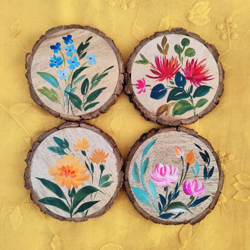 Buy Bloomdo Wooden Coaster - Set Of Four Coasters from Vaaree