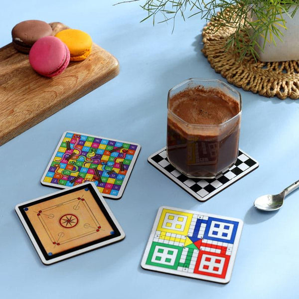 Buy Board Game Whimsy Coaster - Set Of Four Coasters from Vaaree