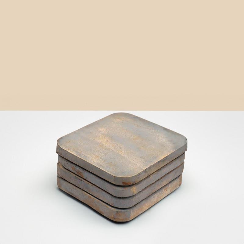 Buy Curved Distressed Wood Coaster - Set Of Four Coasters from Vaaree