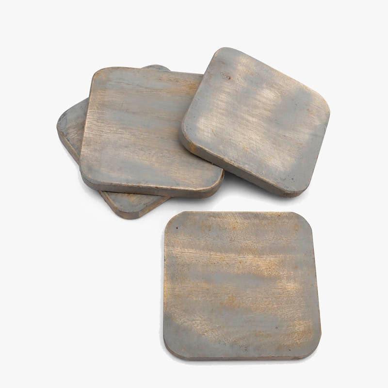 Buy Curved Distressed Wood Coaster - Set Of Four Coasters from Vaaree