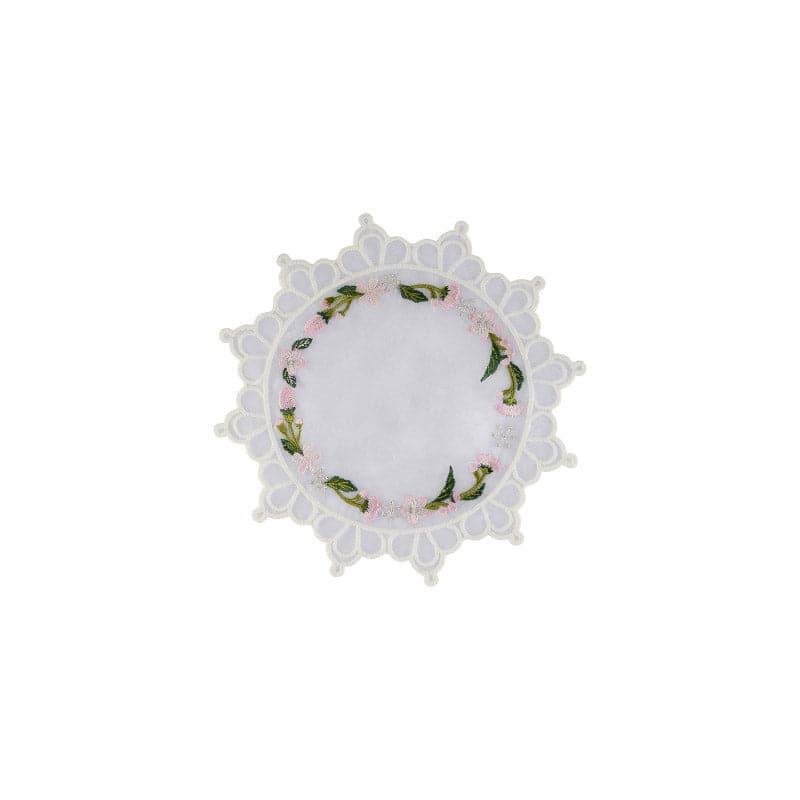 Buy Embroidered Cherry Blossom Doily - Set Of Two Coasters from Vaaree