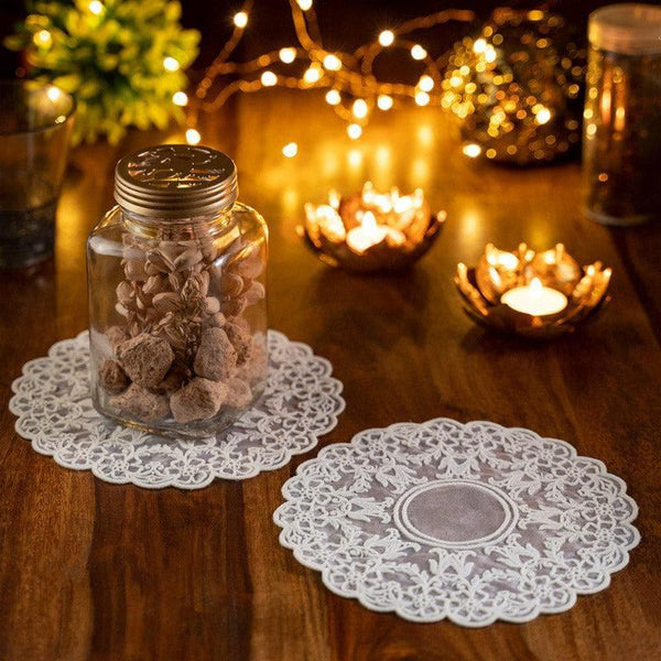 Coaster - Embroidered Floral Fiesta Doily - Set Of Two
