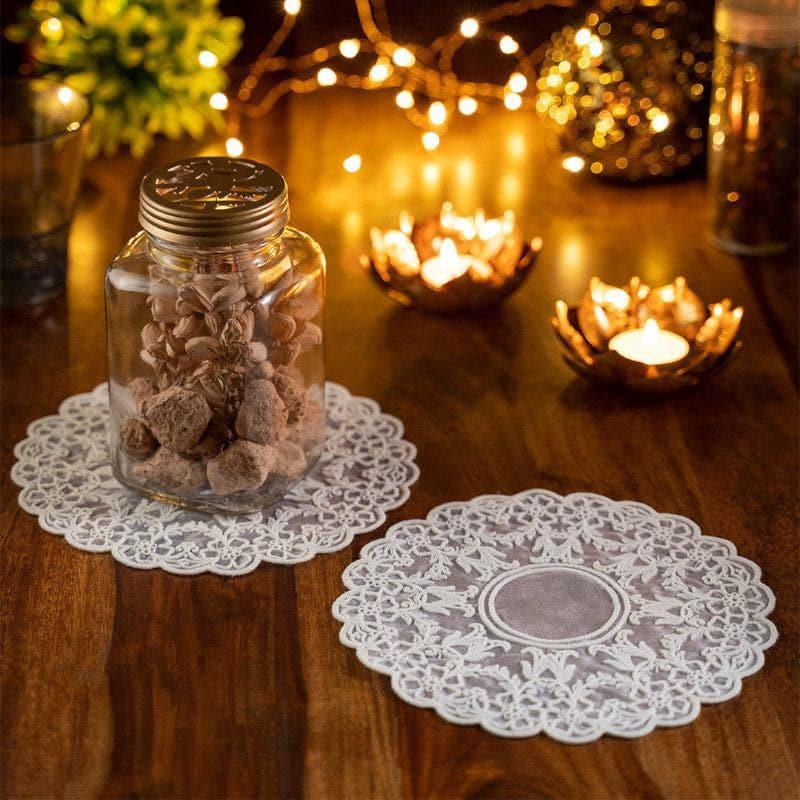 Buy Embroidered Floral Fiesta Doily - Set Of Two Coasters from Vaaree