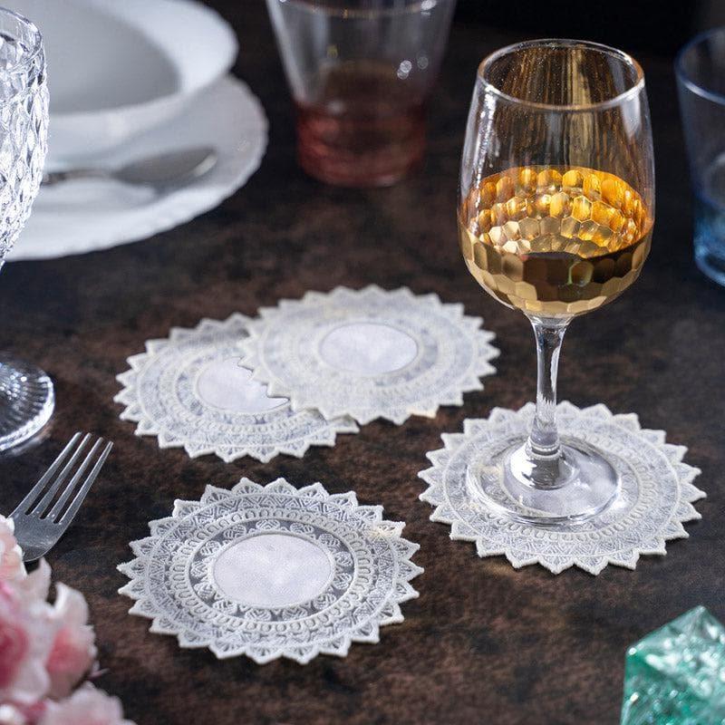 Buy Embroidered French Star Doily - Set Of Four Coasters from Vaaree