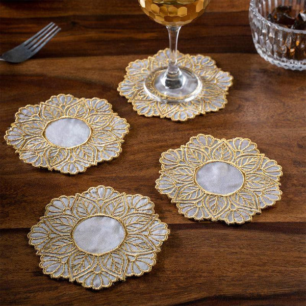 Buy Coaster - Embroidered Golden Flow Foster Doily - Set Of Four at Vaaree online