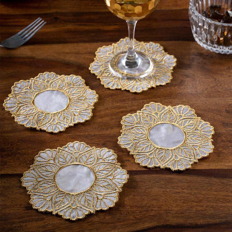 Coaster - Embroidered Golden Flow Foster Doily - Set Of Four