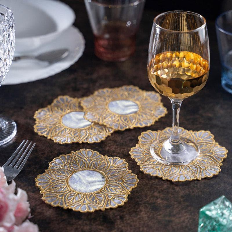 Coaster - Embroidered Golden Flow Foster Doily - Set Of Four