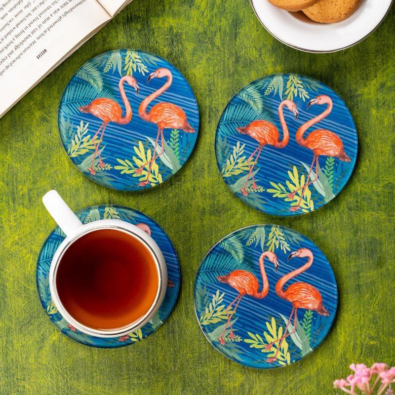 Coaster - Flamingo Flame Round Coaster - Set Of Four