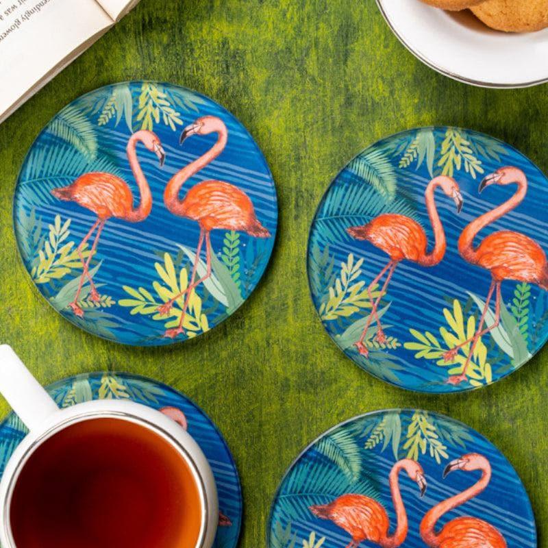 Coaster - Flamingo Flame Round Coaster - Set Of Four