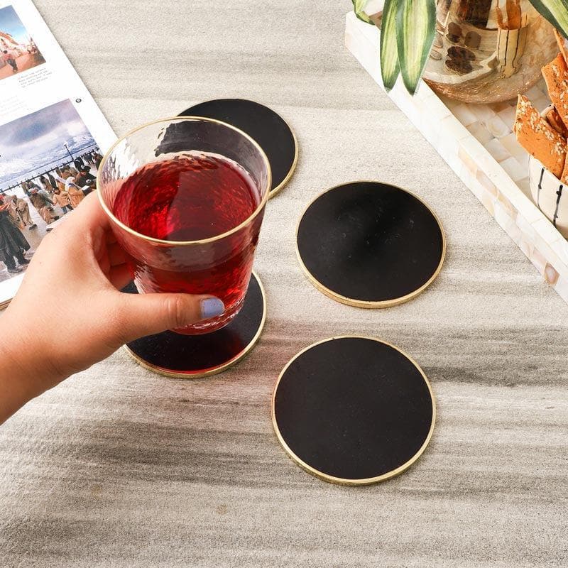 Buy Gold Rim Coaster - Set Of Four Coasters from Vaaree