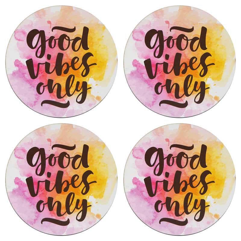 Buy Good Vibes Only Coaster - Set Of Four Coasters from Vaaree