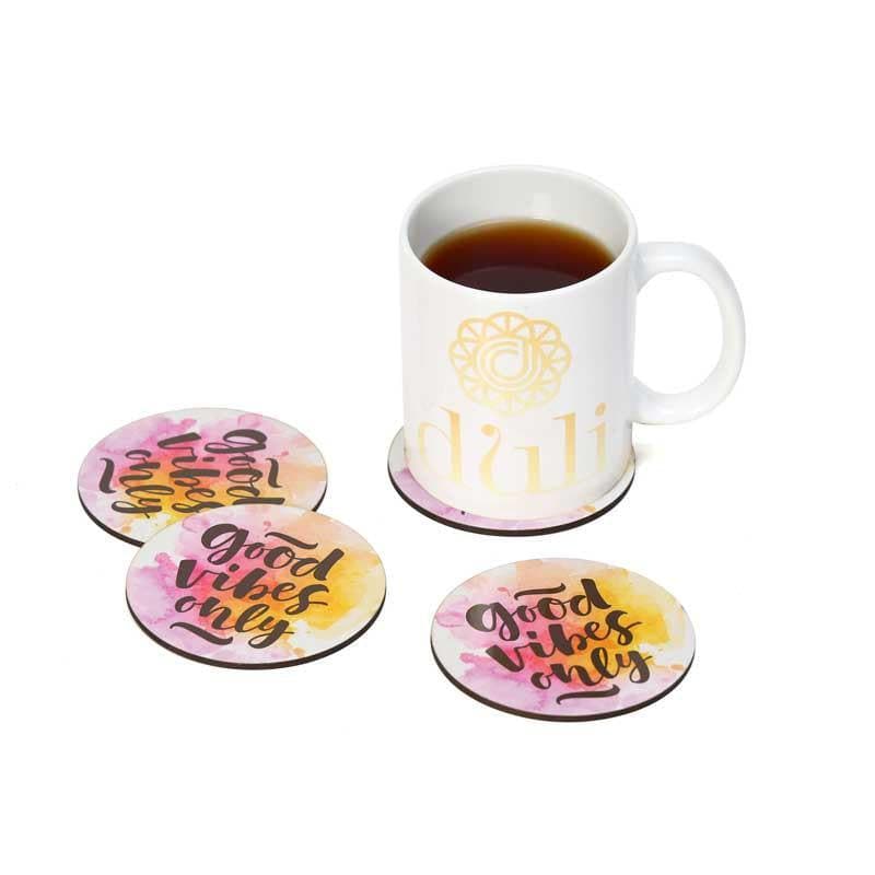 Buy Good Vibes Only Coaster - Set Of Four Coasters from Vaaree