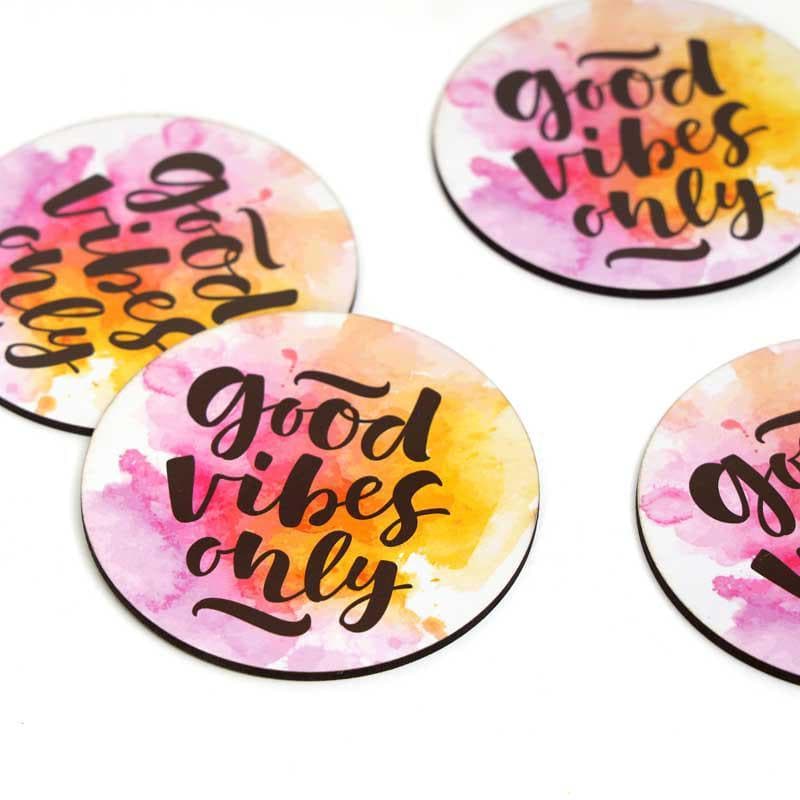 Buy Good Vibes Only Coaster - Set Of Four Coasters from Vaaree