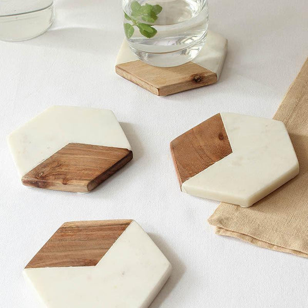 Coaster - Vallam Coaster - Natural And Wooden - Set Of Four