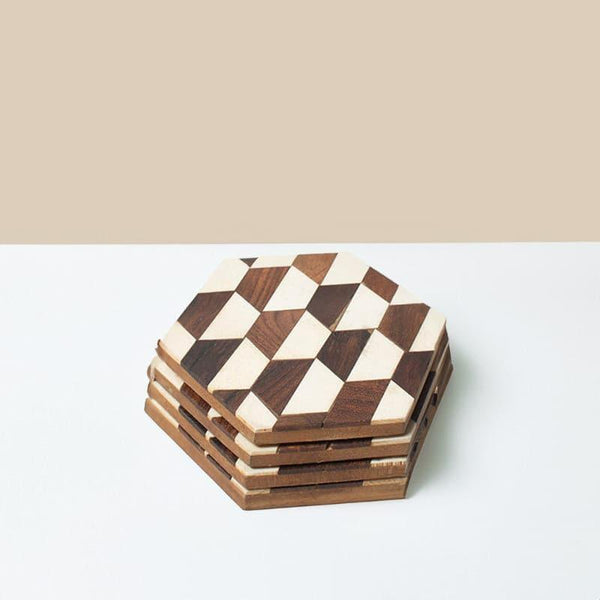 Buy Honeycomb Matrix Coaster - Set Of Four Coasters from Vaaree