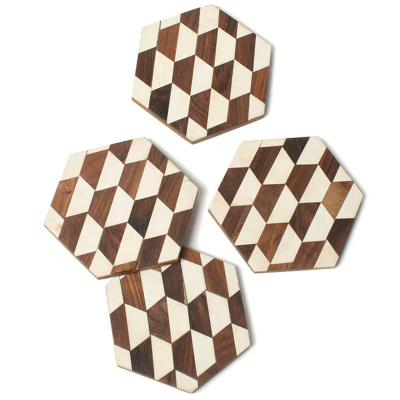 Buy Honeycomb Matrix Coaster - Set Of Four Coasters from Vaaree