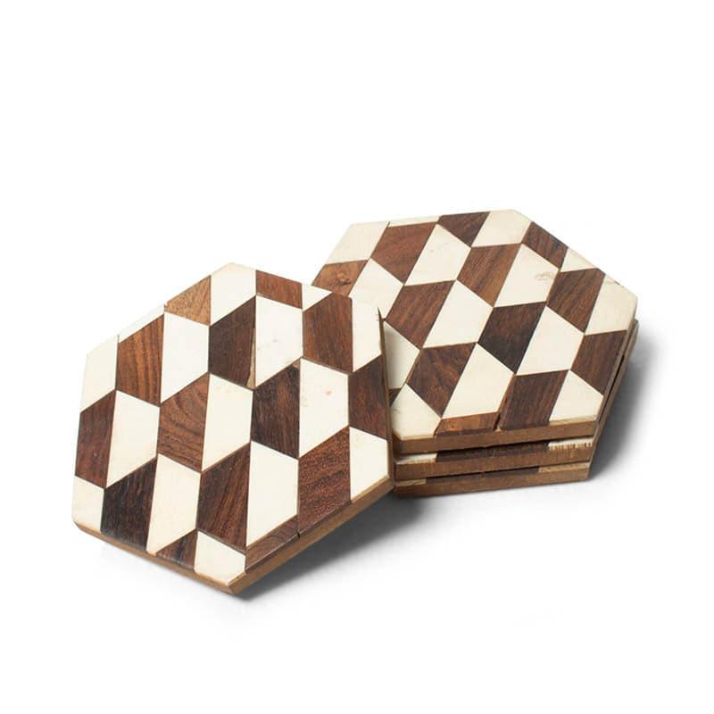 Buy Honeycomb Matrix Coaster - Set Of Four Coasters from Vaaree