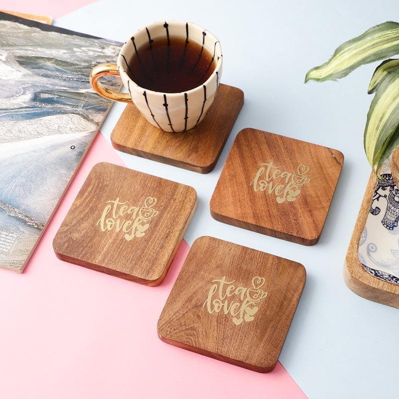 Buy Love For Tea Coaster - Set Of Four Coasters from Vaaree