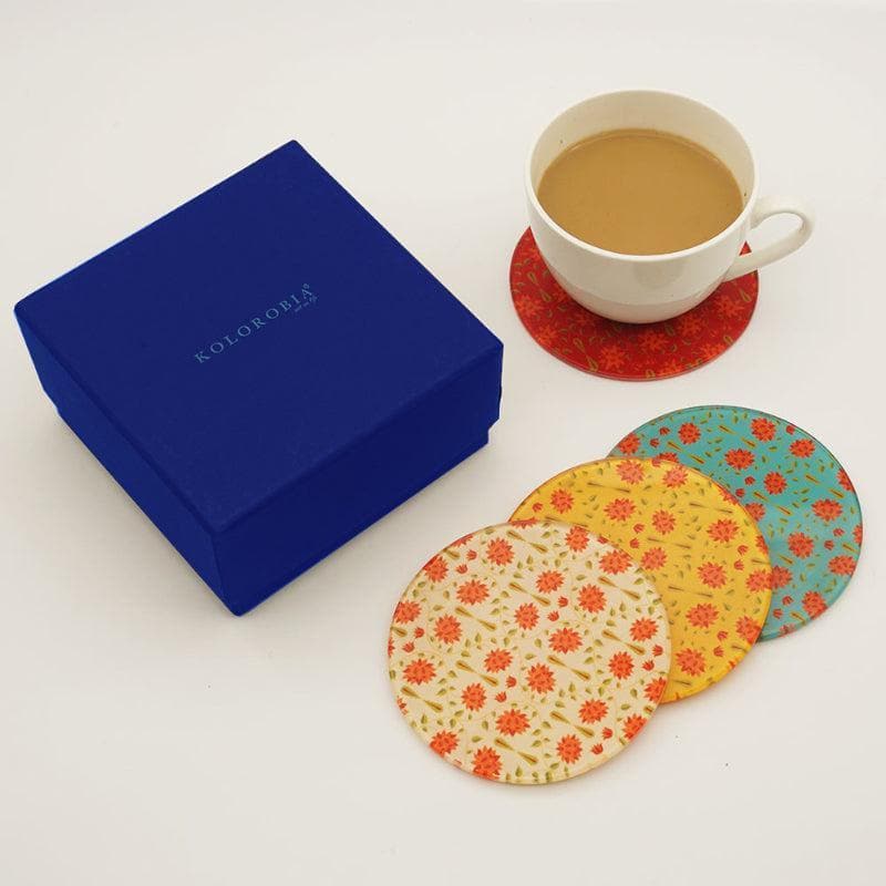 Buy Magnate Mughal Round Classic Coaster - Set Of Four Coasters from Vaaree